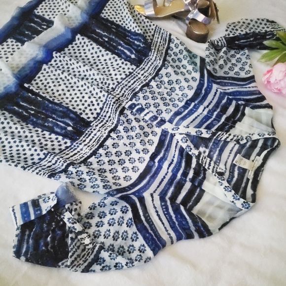 SWIM American Rag 1X Hi-low Boho Swim Cover Up Blue Floral - Picture 9 of 15